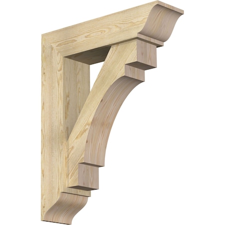 Ekena Millwork Merced Traditional Rough Sawn Bracket w/ Offset Brace, Douglas Fir, 8"W x 30"D x 38"H BKT0806X30X38MRC01RDF